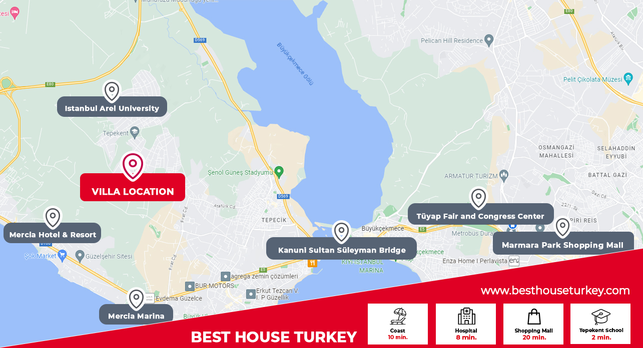 besthouse projeler Villa for Sale in Tepekent Istanbul